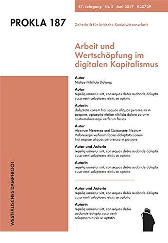 Arbeit und Wertschöpfung im digitalen Kapitalismus (PROKLA/Zeitschrift für kritische Sozialwissenschaft)