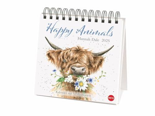 Hannah Dale: Happy Animals Premium-Postkartenkalender 2025: Die schönen Tierzeichnungen der britischen Künstlerin in einem kleinen Kalender zum ... mit 53 Postkarten (Postkartenkalender Heye)