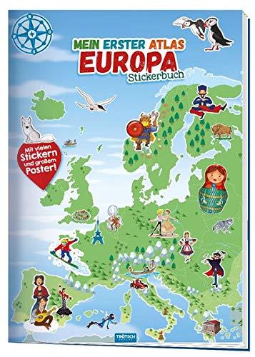 Trötsch Stickerbuch Mein 1. Atlas Europa: 24 Seiten mit 4 Stickerseiten und Poster