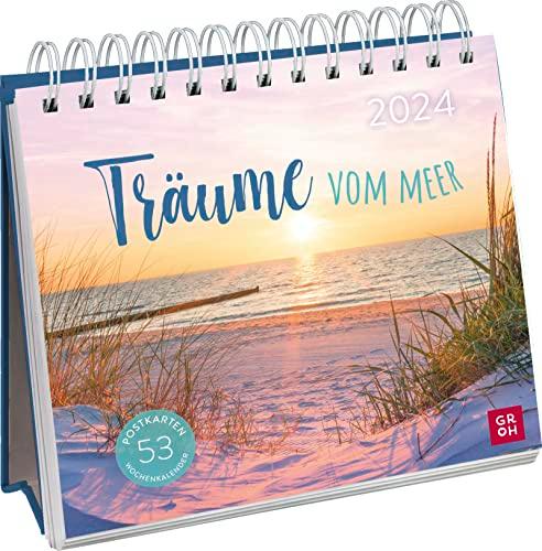 Träume vom Meer 2024: Wochenkalender zum Aufstellen, Tischkalender mit Spiralbindung und 53 Postkarten zum Heraustrennen