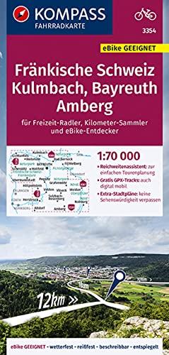 KOMPASS Fahrradkarte 3354 Fränkische Schweiz, Kulmbach, Bayreuth, Amberg 1:70.000: reiß- und wetterfest mit Extra Stadtplänen