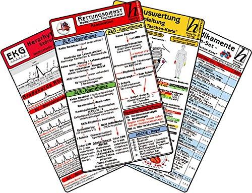 Rettungsdienst Karten-Set - EKG, Herzrhythmusstörungen, Notfallmedikamente, Reanimation