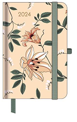 GreenLine Diary Floral 2024 - Buchkalender - Taschenkalender - 10x15