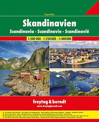 Skandinavien Superatlas, Autoatlas 1:250.000 - 1:400.000, Spiralbindung: Norwegen, Schweden, Dänemark, Finnland (freytag & berndt Autoatlanten)