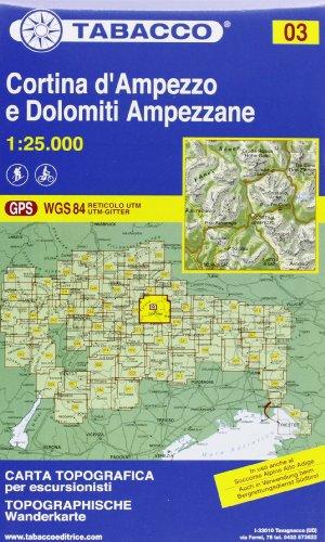 Cortina D'Ampezzo e Dolomiti Ampezzane: Wanderkarte Tabacco. 1:25000 (Cartes Topograh)