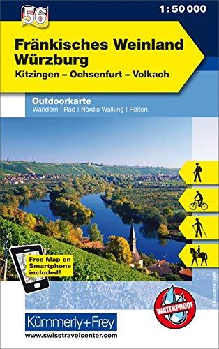 Fränkisches Weinland, Würzburg, Kitzingen, Ochsenfurt, Volkach: Nr. 56, Outdoorkarte Deutschland, 1:50 000, Mit kostenlosem Download für Smartphone (Kümmerly+Frey Outdoorkarten Deutschland)