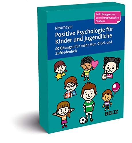 Positive Psychologie für Kinder und Jugendliche: 60 Übungen für mehr Mut, Glück und Zufriedenheit; Kartenset mit 8-seitigem Booklet in stabilem Stülpkarton