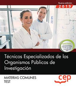 Técnicos Especializados de los Organismos Públicos de Investigación : materias comunes. Test