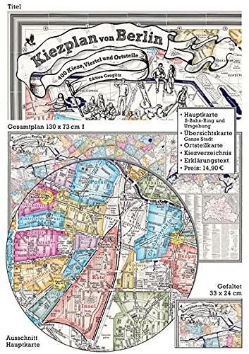 Kiezplan von Berlin: 400 Kieze, Viertel und Ortsteile - 130 x 73 cm (gefaltet 33 x 24 cm)