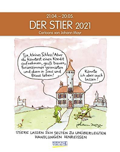 Stier 2021: Sternzeichenkalender-Cartoonkalender als Wandkalender im Format 19 x 24 cm.