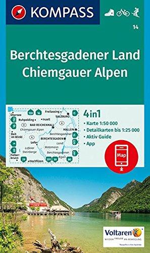 Berchtesgadener Land, Chiemgauer Alpen: 4in1 Wanderkarte 1:50000 mit Aktiv Guide und Detailkarten inklusive Karte zur offline Verwendung in der ... Skitouren. (KOMPASS-Wanderkarten, Band 14)