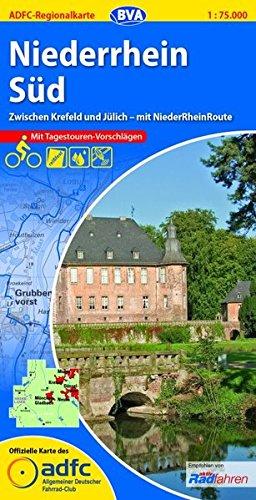 ADFC-Regionalkarte Niederrhein Süd mit Tagestouren-Vorschlägen, 1:75.000, reiß- und wetterfest, GPS-Tracks Download: Zwischen Krefeld und Jülich - mit NiederRheinRoute (ADFC-Regionalkarte 1:75000)