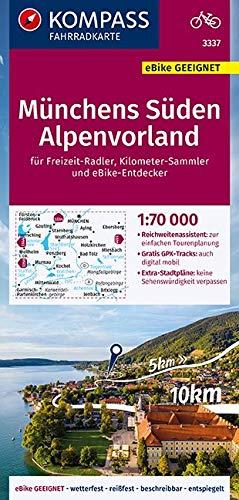 KOMPASS Fahrradkarte Münchens Süden, Alpenvorland 1:70.000, FK 3337: reiß- und wetterfest mit Extra Stadtplänen (KOMPASS-Fahrradkarten Deutschland, Band 3337)