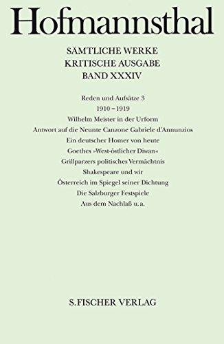 Reden und Aufsätze 3 (Hugo von Hofmannsthal, Kritische Ausgabe sämtlicher Werke in 38 Bänden)