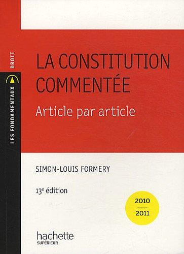 La Constitution commentée : article par article