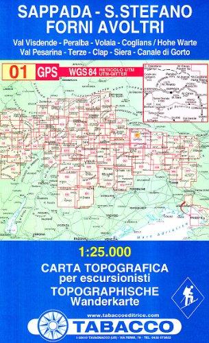 Sappada, S. Stefano, Forni Avoltri: Wanderkarte Tabacco. 1:25000 (Cartes Topograh)