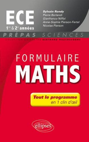 Formulaire maths ECE 1re et 2e années