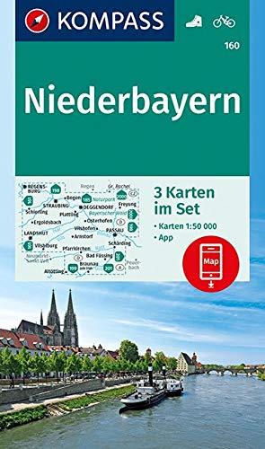 Niederbayern: 3 Wanderkarten 1:50000 im Set inklusive Karte zur offline Verwendung in der KOMPASS-App. Fahrradfahren. (KOMPASS-Wanderkarten, Band 160)