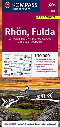 KOMPASS Fahrradkarte Rhön, Fulda 1:70.000, FK 3356: reiß- und wetterfest mit Extra Stadtplänen (KOMPASS-Fahrradkarten Deutschland, Band 3356)