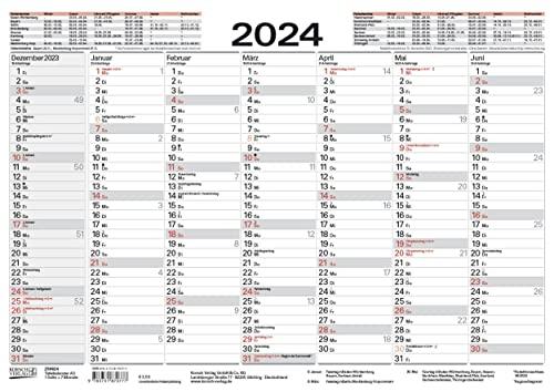 Tafelkalender A3 2024: 14 Monate auf Vorder- und Rückseite I Ferientermine und Feiertage