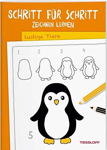 Schritt für Schritt Zeichnen lernen. Lustige Tiere: Die neue Zeichenschule ab 6 Jahren (Malbücher und -blöcke)