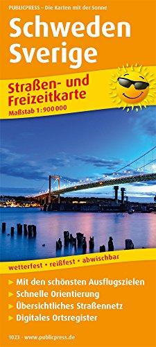 Schweden, Sverige: Straßen- und Freizeitkarte mit Touristischen Straßen, Highlights der Region und digitalem Ortsregister.. 1:900.000 (Straßen- und Freizeitkarte / StuF)