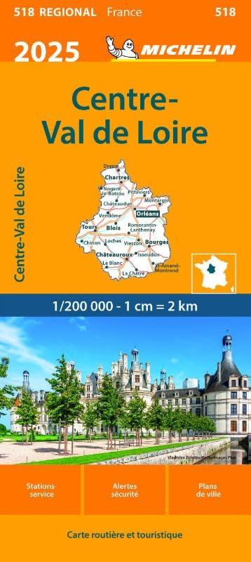 CENTRE VAL DE LOIRE 10518 2025: wegenkaart schaal 1:200.000 (Regionale kaarten Michelin)