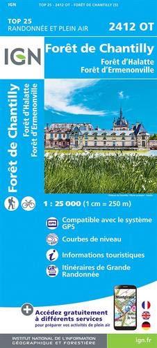 Forêt de Chantilly 1:25 000: Forêt d'Halatte. Forêt d'Ermenonville. Compatible avec le systéme GPS / Courbes de neveau / Informations touristiques / Itinéraires de Grande Randonnée