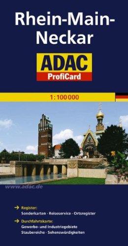 ADAC ProfiCard Rhein-Main-Neckar 1:100 000: Register: Sonderkarten, Reiseservice, Ortsregister. Durchfahrtskarte: Gewerbe- und Industriegebiete, Staubereiche, Sehenswürdigkeiten