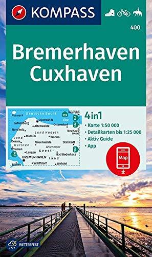 KOMPASS Wanderkarte Bremerhaven, Cuxhaven: 4in1 Wanderkarte 1:50000 mit Aktiv Guide und Detailkarten inklusive Karte zur offline Verwendung in der ... Reiten. (KOMPASS-Wanderkarten, Band 400)