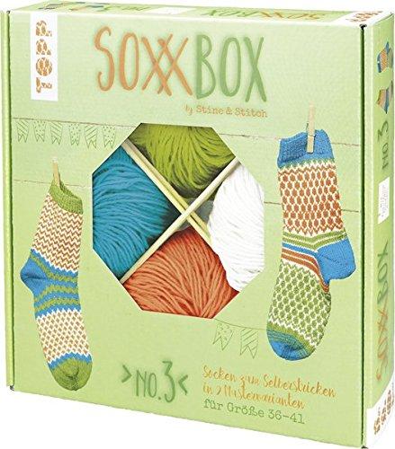 SoxxBox No. 3 - Orange/ Türkis/ Grün/ Weiß: Anleitung und Material für ein Paar Muster-Socken zum Selberstricken