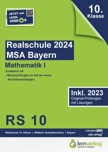 Original-Prüfungen Realschule Bayern 2024 Mathematik I: MSA Realschule Bayern 2024 Mathematik I