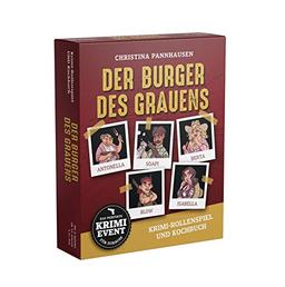 Der Burger des Grauens. Krimidinner-Rollenspiel und Kochbuch. Für 6 Spieler ab 12 Jahren.: Das perfekte Krimi-Event für zu Hause. 72 Anweisungskarten, 6 Einladungsschreiben und Tischkarten