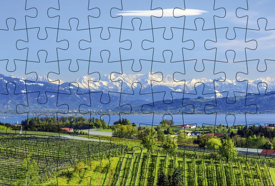 Puzzlepostkarte Bodensee 3: Motiv See und Alpen (Kultur erleben im GMEINER-Verlag)