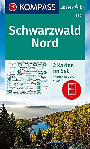 KOMPASS Wanderkarte Schwarzwald Nord: 2 Wanderkarten 1:50000 im Set inklusive Karte zur offline Verwendung in der KOMPASS-App. Fahrradfahren. Reiten. Langlaufen. (KOMPASS-Wanderkarten, Band 886)