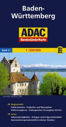 ADAC Bundesländerkarte Baden-Württemberg 1:300.000