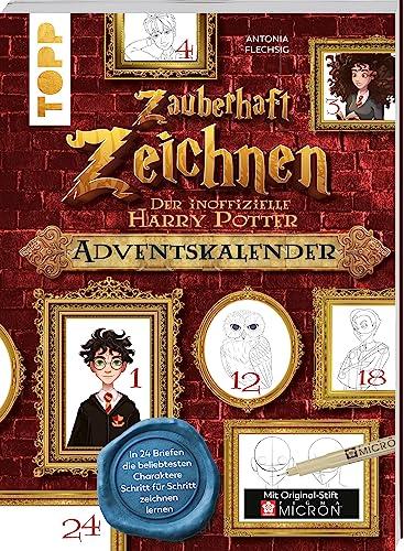 Zauberhaft Zeichnen. Der inoffizielle Harry Potter Adventskalender: Die beliebtesten Charaktere Schritt für Schritt zeichnen lernen. Mappe mit 24 Briefen und Original-Stift Pigma Micron von Sakura