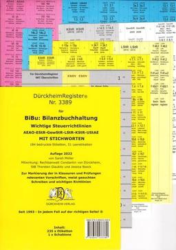 DürckheimRegister® BiBu-BILANZBUCHHALTUNG für SteuerRichtlinien mit Stichworten: 184 Registeretiketten (sog. Griffregister) für deine AEAO, EStR, ... ... In jedem Fall auf der richtigen Seite®s der a