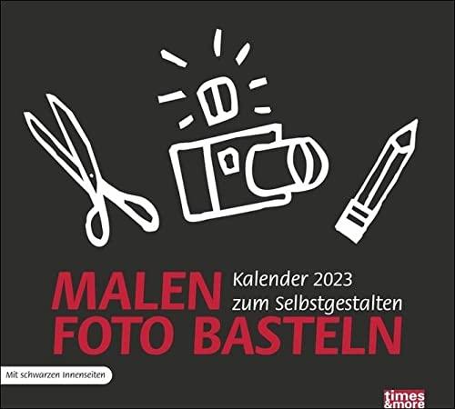 Bastelkalender 2023 schwarz -times&more -Fotokalender zum Selbstgestalten mit Monatskalendarium und Spiralbindung - Format 30 x 27 cm