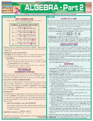 Algebra - Part 2 (Quickstudy: Academic)