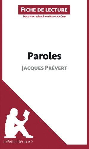 Paroles de Jacques Prévert (Fiche de lecture) : Résumé complet et analyse détaillée de l'oeuvre