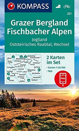 KOMPASS Wanderkarte Grazer Bergland, Fischbacher Alpen: 2 Wanderkarten 1:50000 im Set inklusive Karte zur offline Verwendung in der KOMPASS-App. Fahrradfahren. (KOMPASS-Wanderkarten, Band 221)