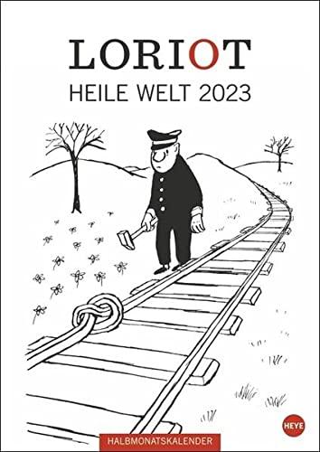 Loriot Heile Welt Kalender 2023 - kultiger Halbmonatskalender - Humorkalender - Wandkalender mit 24 Cartoons - 21 x 29,7 cm