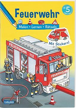 Feuerwehr: Malen Lernen Rätseln: Mit Stickern!