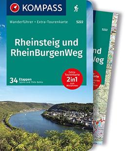 KOMPASS Wanderführer Rheinsteig RheinBurgenWeg, 34 Etappen: mit Extra-Tourenkarte, GPX-Daten zum Download