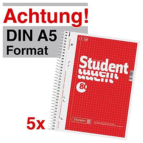 5 BRUNNEN Collegeblöcke Student A5 kariert