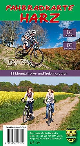 Fahrradkarte Harz - standard: Zwei topografische Karten mit Wegen und Routen-Vorschlägen für Mountain- und Trekkingbike