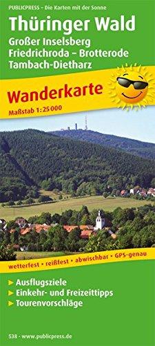 Thüringer Wald, Großer Inselsberg - Friedrichroda - Brotterode - Tambach-Dietharz: Wanderkarte mit Ausflugszielen, Einkehr- & Freizeittipps, ... GPS-genau. 1:25000 (Wanderkarte / WK)