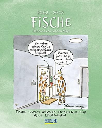 Fische 2022: Sternzeichenkalender-Cartoonkalender als Wandkalender im Format 19 x 24 cm.