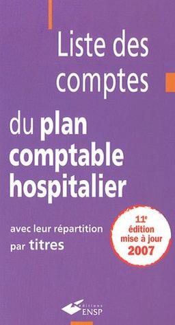 Liste des comptes du plan comptable hospitalier : avec leur répartition par titres